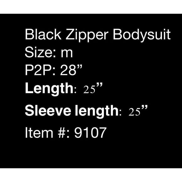 Black Bodysuit with Zipper Neck- size M - Picture 4 of 4